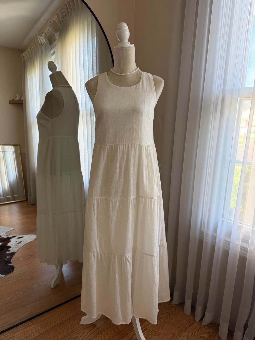 A New Day Cotton Cream Tiered Maxi Dress Size XS